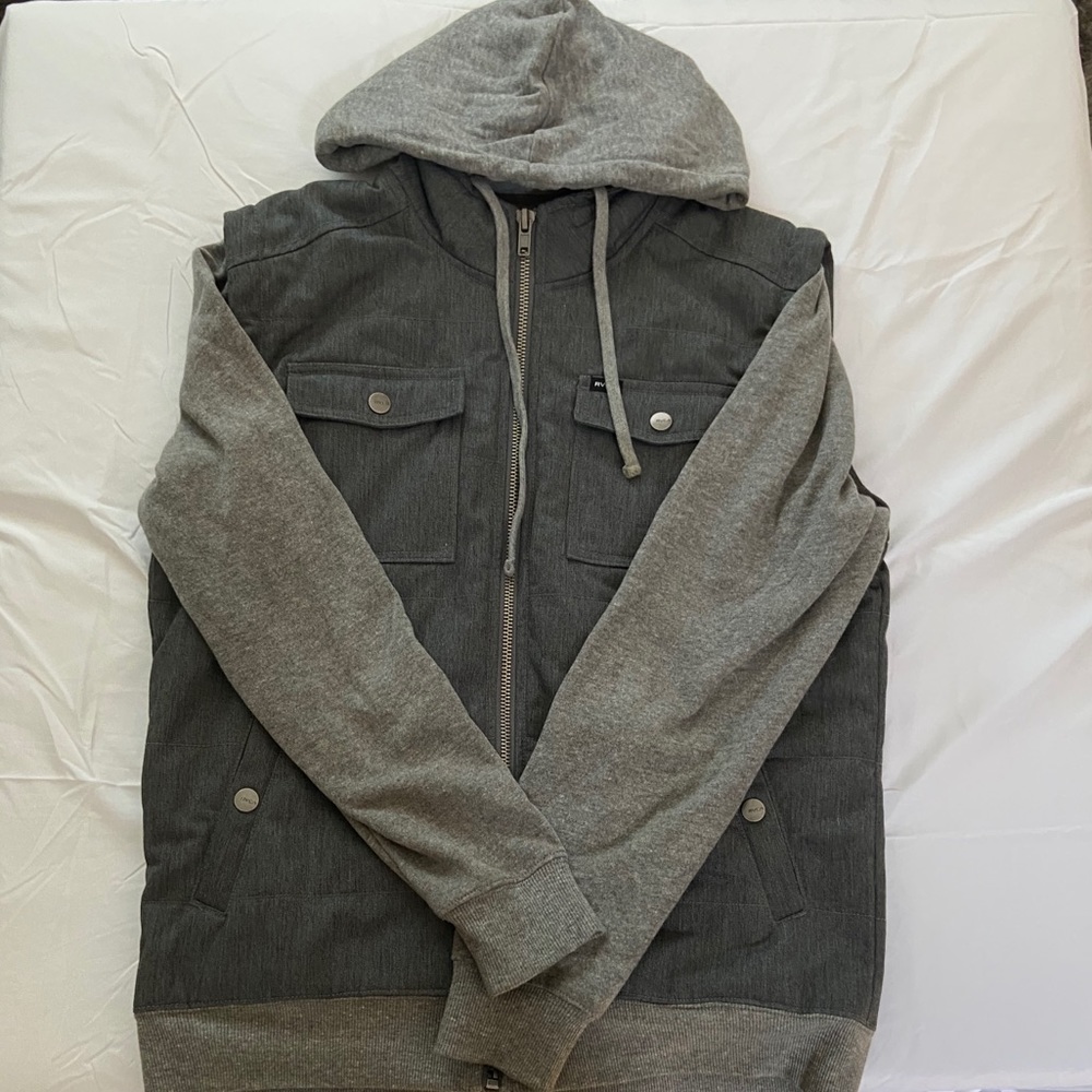Men’s RVCA Wayward Puffer Gray Jacket - sz Medium